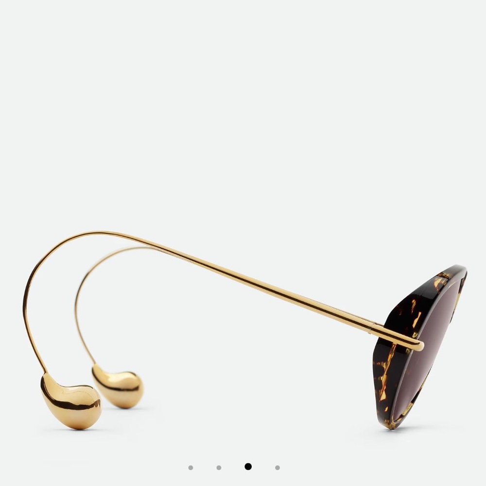 Bottega Veneta Tortoiseshell and Gold Oversized Aviator Sunglasses - Picture 3 of 5